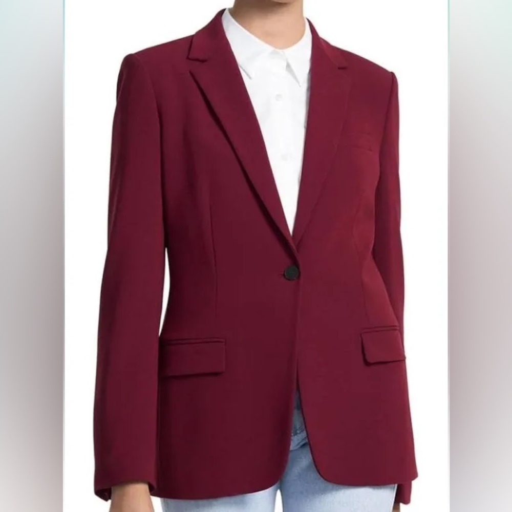 Theory Staple Blazer in Admiral Crepe, Red, Size 6 (GUC)